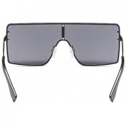 Square New trend metal one-piece sunglasses fashion retro brand designer unisex sunglasses - Black - CA18SG6QTZ9 $14.89