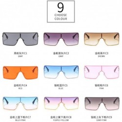 Square New trend metal one-piece sunglasses fashion retro brand designer unisex sunglasses - Black - CA18SG6QTZ9 $14.89