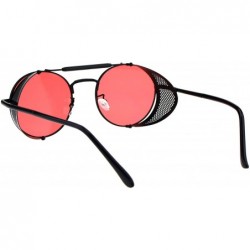 Round Vintage Steampunk Fashion Sunglasses Folding Side Cover Round Frame - Black (Red) - CZ18GMYOHOD $13.39