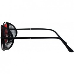 Round Vintage Steampunk Fashion Sunglasses Folding Side Cover Round Frame - Black (Red) - CZ18GMYOHOD $13.39