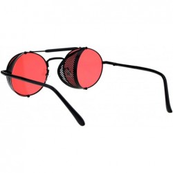 Round Vintage Steampunk Fashion Sunglasses Folding Side Cover Round Frame - Black (Red) - CZ18GMYOHOD $13.39