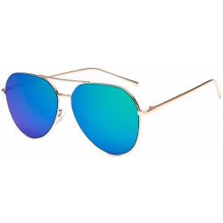 Goggle Women Pilot Mirror UV400 Sunglasses Aviation Metal Frame Sun Glasses - Green - CB18362SOGE $8.15