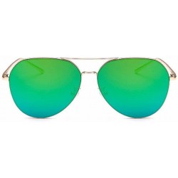 Goggle Women Pilot Mirror UV400 Sunglasses Aviation Metal Frame Sun Glasses - Green - CB18362SOGE $8.15