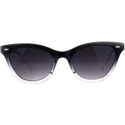 Rectangular Womens Narrow Horn Rim Boyfriend Plastic Gradient Sunglasses - Black Clear - CS18C7GXEI8 $21.75