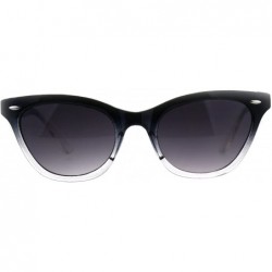 Rectangular Womens Narrow Horn Rim Boyfriend Plastic Gradient Sunglasses - Black Clear - CS18C7GXEI8 $9.64