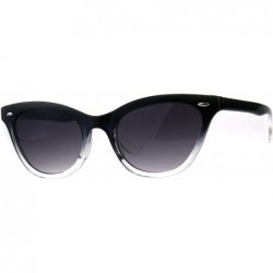 Rectangular Womens Narrow Horn Rim Boyfriend Plastic Gradient Sunglasses - Black Clear - CS18C7GXEI8 $9.64