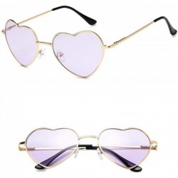 Oversized Heart Shaped Sunglasses Women Metal Frame Reflective Lens Sun Protection Tea - Purple - CQ18YQSX4LO $18.29
