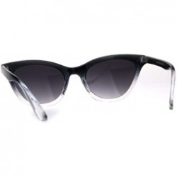 Rectangular Womens Narrow Horn Rim Boyfriend Plastic Gradient Sunglasses - Black Clear - CS18C7GXEI8 $9.64