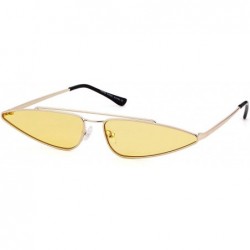 Goggle Vintage Cat Eye Sunglasses Small Metal Frame Candy Colors Glasses - Yellow - C618G8Z28ZW $15.07