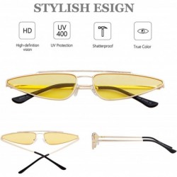 Goggle Vintage Cat Eye Sunglasses Small Metal Frame Candy Colors Glasses - Yellow - C618G8Z28ZW $15.07