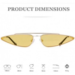 Goggle Vintage Cat Eye Sunglasses Small Metal Frame Candy Colors Glasses - Yellow - C618G8Z28ZW $15.07
