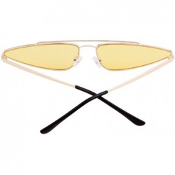 Goggle Vintage Cat Eye Sunglasses Small Metal Frame Candy Colors Glasses - Yellow - C618G8Z28ZW $15.07