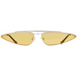 Goggle Vintage Cat Eye Sunglasses Small Metal Frame Candy Colors Glasses - Yellow - C618G8Z28ZW $15.07