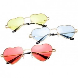 Oversized Heart Shaped Sunglasses Women Metal Frame Reflective Lens Sun Protection Tea - Purple - CQ18YQSX4LO $8.18