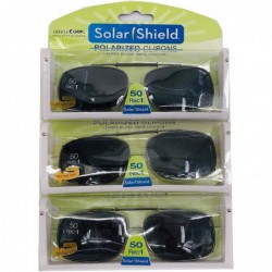 Shield 3 Pack 50 Rec 1 Clip On Polarized Sunglasses Gray Full Frame Solar Shield - CF18KR0Q64Y $13.31