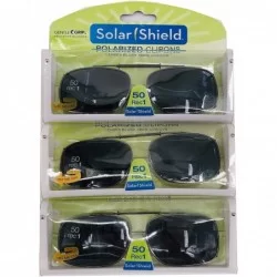 Shield 3 Pack 50 Rec 1 Clip On Polarized Sunglasses Gray Full Frame Solar Shield - CF18KR0Q64Y $13.31