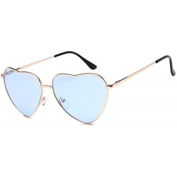 Oversized Heart Shaped Sunglasses Women Metal Frame Reflective Lens Sun Protection Tea - Purple - CQ18YQSX4LO $8.18