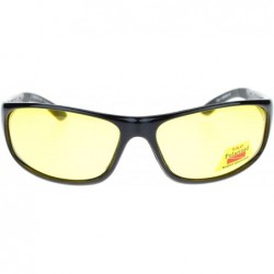 Oval Mens Polarized Yellow Night Driving Lens Sport Thin Plastic Biker Sunglasses - Black - C311QLSGFKL $28.18