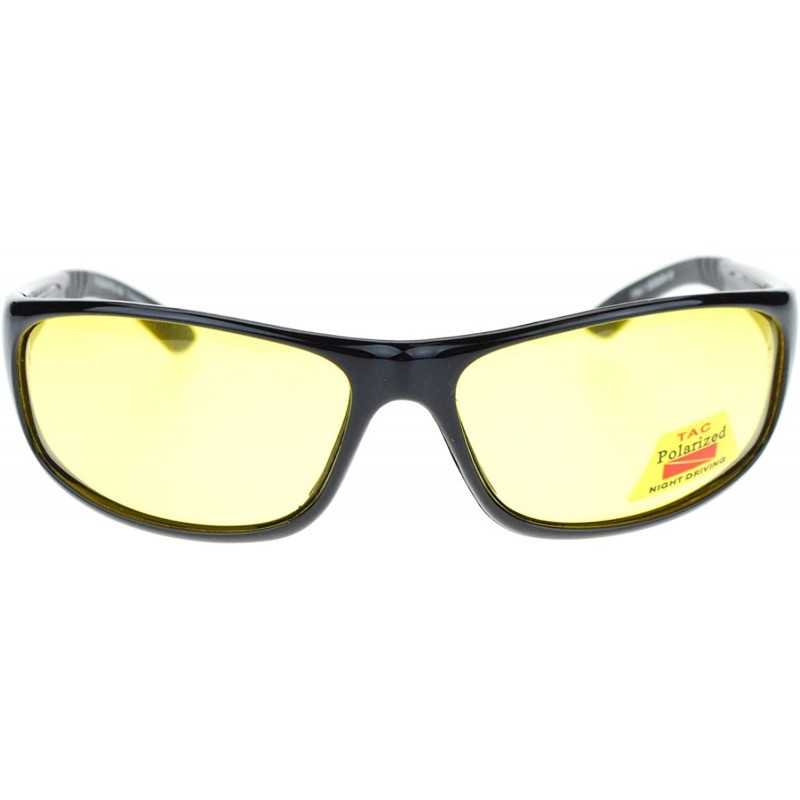 Oval Mens Polarized Yellow Night Driving Lens Sport Thin Plastic Biker Sunglasses - Black - C311QLSGFKL $14.56