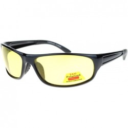 Oval Mens Polarized Yellow Night Driving Lens Sport Thin Plastic Biker Sunglasses - Black - C311QLSGFKL $14.56