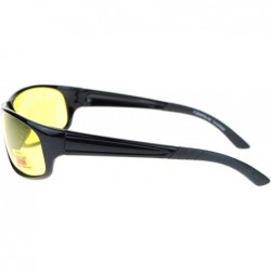 Oval Mens Polarized Yellow Night Driving Lens Sport Thin Plastic Biker Sunglasses - Black - C311QLSGFKL $14.56