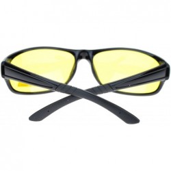 Oval Mens Polarized Yellow Night Driving Lens Sport Thin Plastic Biker Sunglasses - Black - C311QLSGFKL $14.56