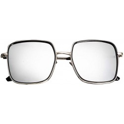Square Fashion Oversized Sunglasses for Women- Unisex Polarized Vintage Eyewear Glasse - Silver - CR18S6UG9I0 $12.37