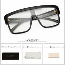 Rimless Premium Oversized Sunglasses Women Men Flat Top Square Frame Shades - Clear Lens - CS18520DMUH $15.84