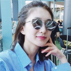 Round Cat Eye Vintage Er Rose Gold Mirror Sunglasses Women Metal Reflective Flat Lens Sun Glasses Female 2018 - CJ198AHIZIR $...