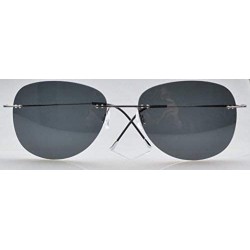 Aviator Rimless Titanium Frame Polarized Sunglasses - Aviator Gunmetal Frame - C518ZD9WNYR $41.01