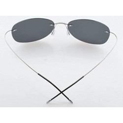 Aviator Rimless Titanium Frame Polarized Sunglasses - Aviator Gunmetal Frame - C518ZD9WNYR $41.01