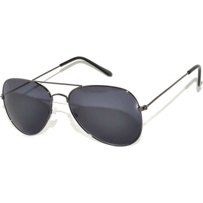 Aviator Aviator Style Sunglasses Colored Lens Metal Frame UV 400 Men Women - Gun Frame Smoke Lens - CZ11MK7N0KP $10.04
