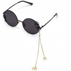 Oversized Trendy Round Sunglasses Women Metal Frame with Gear and Chain Shades UV Protection - C2 - C0190ODK4H4 $13.95