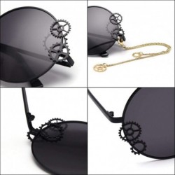 Oversized Trendy Round Sunglasses Women Metal Frame with Gear and Chain Shades UV Protection - C2 - C0190ODK4H4 $13.95