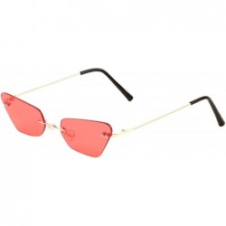 Rectangular Color Lens Rimless Rounded Rectangular Cat Eye Sunglasses - Red - CG19009E9ES $26.99