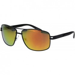 Rectangular Mens Mod Rectangular Designer Metal Rim Fashion Pilots Sunglasses - Black Orange Mirror - CQ18IR2Y0LE $23.64