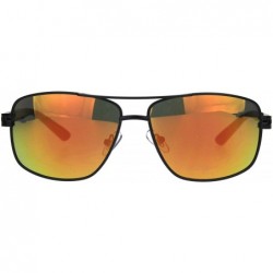 Rectangular Mens Mod Rectangular Designer Metal Rim Fashion Pilots Sunglasses - Black Orange Mirror - CQ18IR2Y0LE $13.68