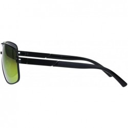 Rectangular Mens Mod Rectangular Designer Metal Rim Fashion Pilots Sunglasses - Black Orange Mirror - CQ18IR2Y0LE $13.68