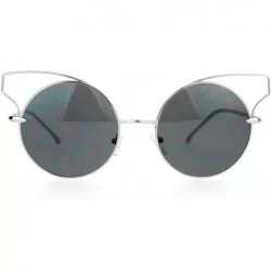 Round Metal Wire Cat Eye Horn Rim Round Circle Lens Sunglasses - Silver - CC120ZRC7JV $19.54