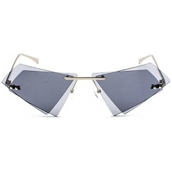 Rimless personality irregular double-layer triangle frameless retro unisex sunglasses - Black Ash - C318GQ5QE7I $14.25
