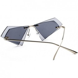 Rimless personality irregular double-layer triangle frameless retro unisex sunglasses - Black Ash - C318GQ5QE7I $14.25