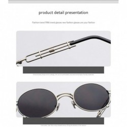 Round Steampunk Sunglasses for Women Metal Round Frame Eyewear UV400 - 7 - C6190E2TKXR $7.97