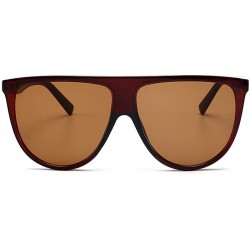Round Sunglasses for Women Fashion Round Large Frame Flat Top Siamese Retro Gradient Lens UV400 - Brown - CH18SCL2NOL $25.72
