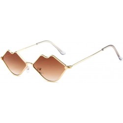 Wayfarer Lip Shape Retro Kiss Sunglasses Women Sun Glasses Alloy Mirror Sunglasses 100% UV400 Polarized Lenses - Gd007-6 - CJ...