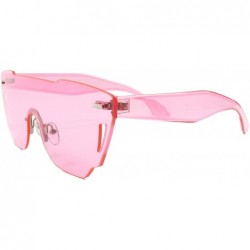 Shield Slick Retro Futuristic Mens Womens One Piece Lens Sunglasses - Pink - CT18SA42DNN $12.81