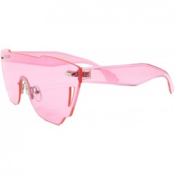 Shield Slick Retro Futuristic Mens Womens One Piece Lens Sunglasses - Pink - CT18SA42DNN $23.75