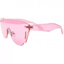 Shield Slick Retro Futuristic Mens Womens One Piece Lens Sunglasses - Pink - CT18SA42DNN $23.75