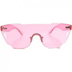 Shield Slick Retro Futuristic Mens Womens One Piece Lens Sunglasses - Pink - CT18SA42DNN $12.81