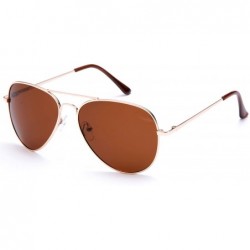 Aviator Polarized Night Vision Driving Glasses Amber Lens & Day Time Driving Sunglasses - Gold/Brown - C111LTPBWQX $14.43