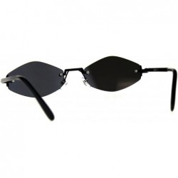 Rectangular Mens Diamond Hippie Pimp Rimless Metal Color Mirror Lens Sunglasses - Black Silver Mirror - C118CGNDAH3 $14.92